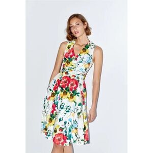 Zara Midi Dress Multicolored Floral Size Small